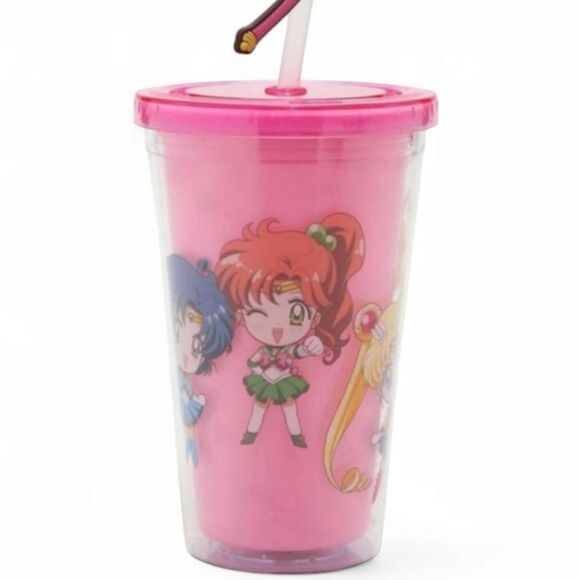 Sailor Moon Chibi Guardians Moon Stick Topper Acrylic Travel Cup - Picture 2 of 3